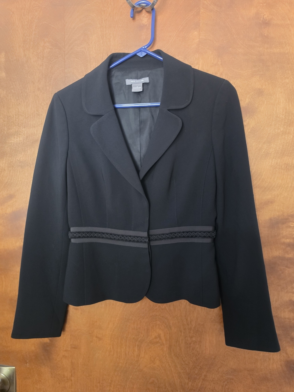 Ann Taylor Black Cropped Tailored Blazer with Waist Trim